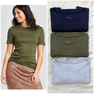 Set of 3 - A New Day | Cotton Modal Slim Fit Crew Neck T-Shirts | XS